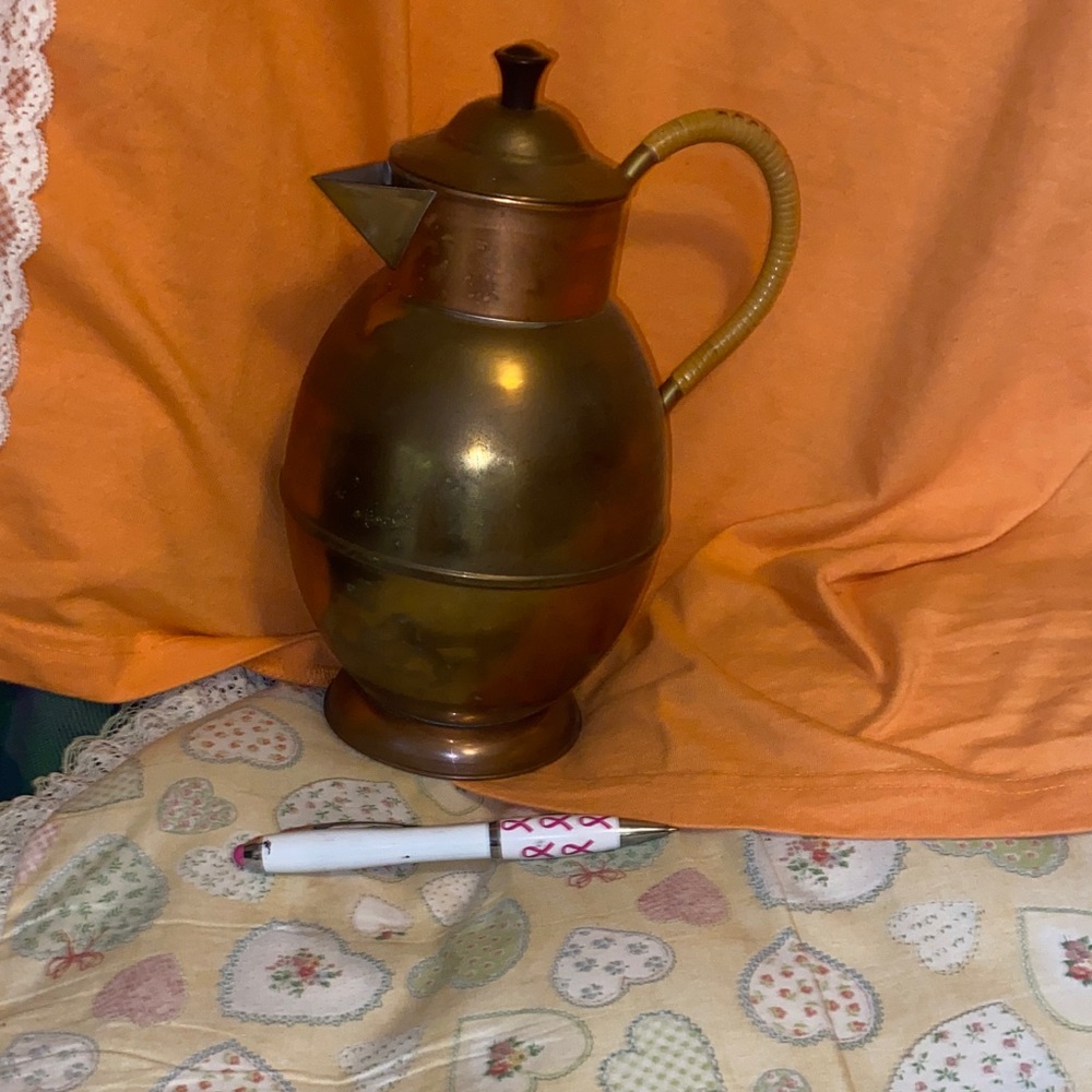 Brass-Toned Decorative Pitcher Vase - Brown/Gold Finish
